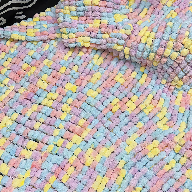 彩虹自制材料包手工编织球球线毯子坐垫礼物送女生男生