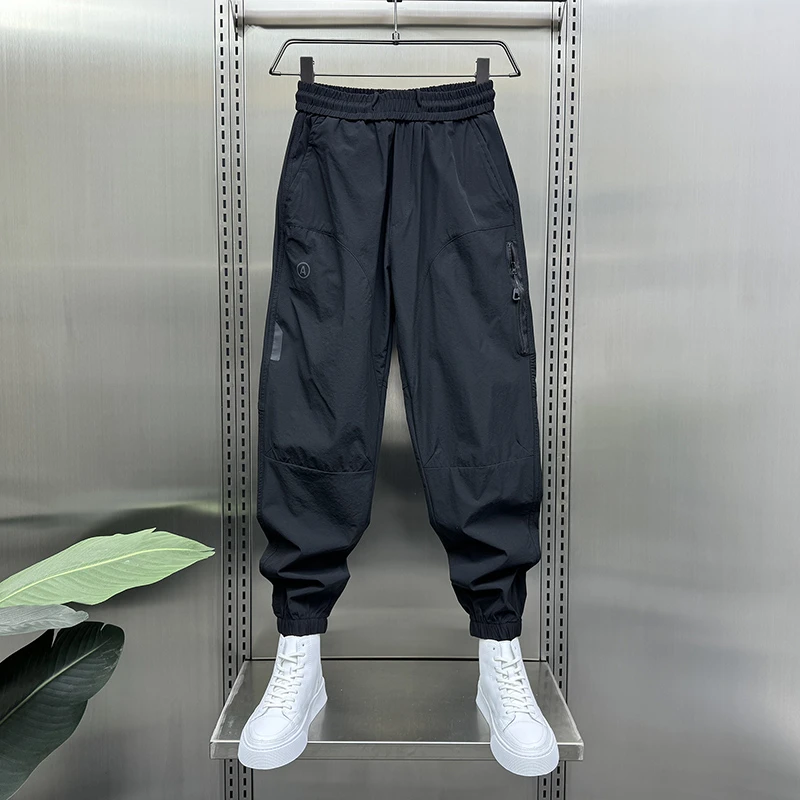 休闲裤男士青少年时尚运动透气薄款宽松百搭潮流弹力工装裤九分