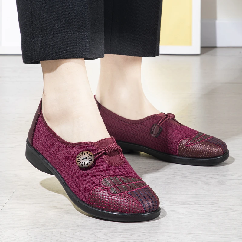 泰和源老北京布鞋女夏季透气休闲防滑网面中老年妈妈鞋老人鞋清货