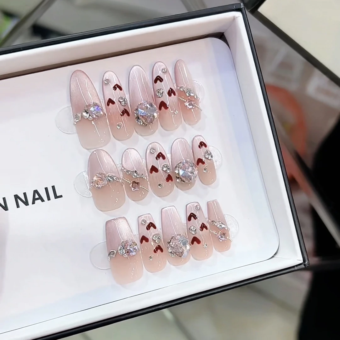 纯手工光疗穿戴甲心动降临成品重复使用美甲贴片可拆卸