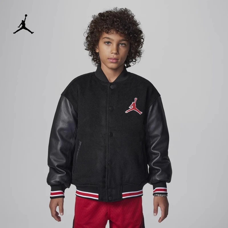 AIR JORDAN童装男童短款时尚保暖棉服外套秋冬儿童休闲夹克棒球服