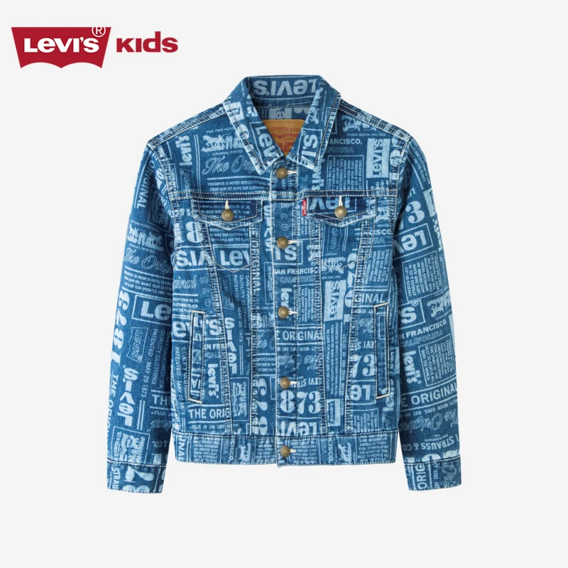 Levi's李维斯童装男女童印花梭织翻领夹克春季款儿童时尚牛仔外套