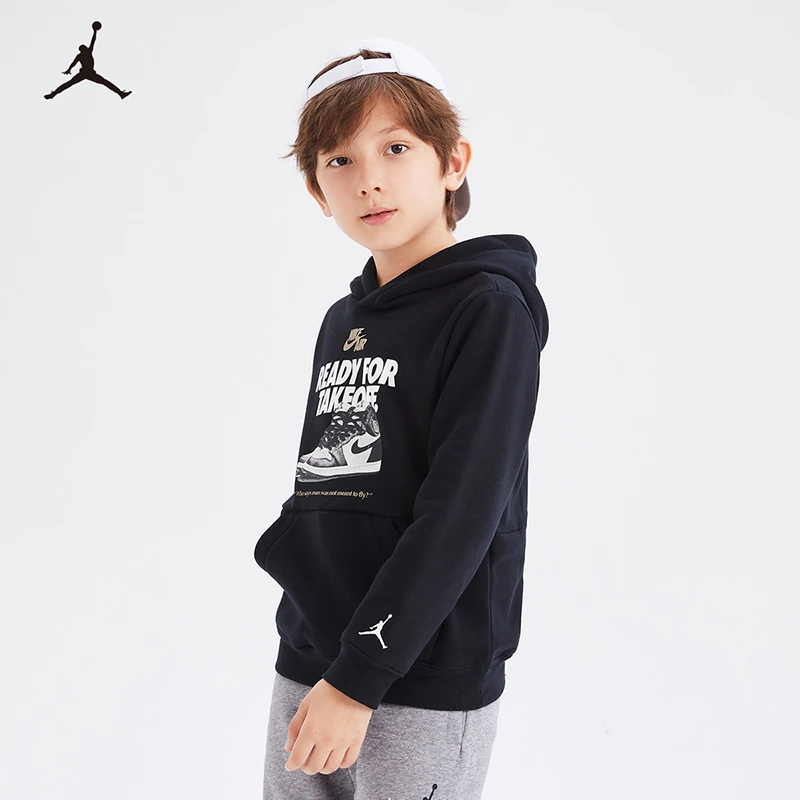 【旗舰店】Air Jordan现货童装男童秋冬加绒连帽卫衣JDB-PO-B178