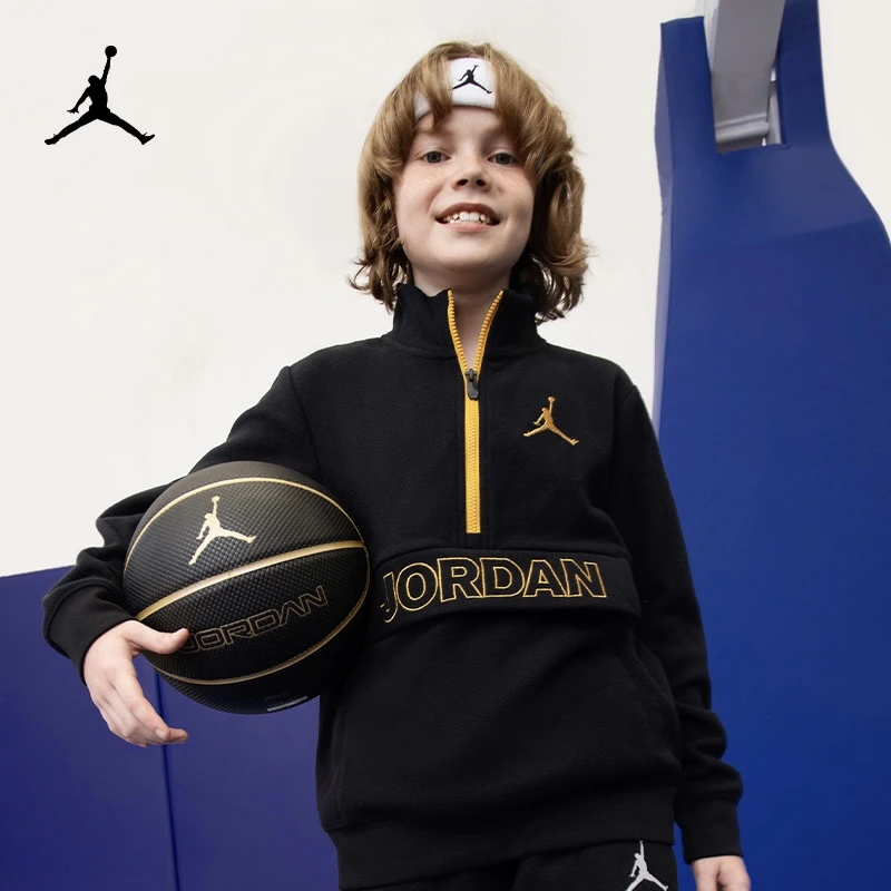 【ROOKIE直营】Air Jordan金标摇粒绒童装无帽卫衣JDB-HZ-C130