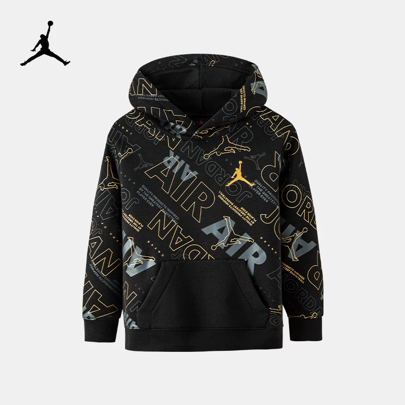 【ROOKIE直营】Air Jordan童装男童满印金标连帽卫衣JDB-PO-C017