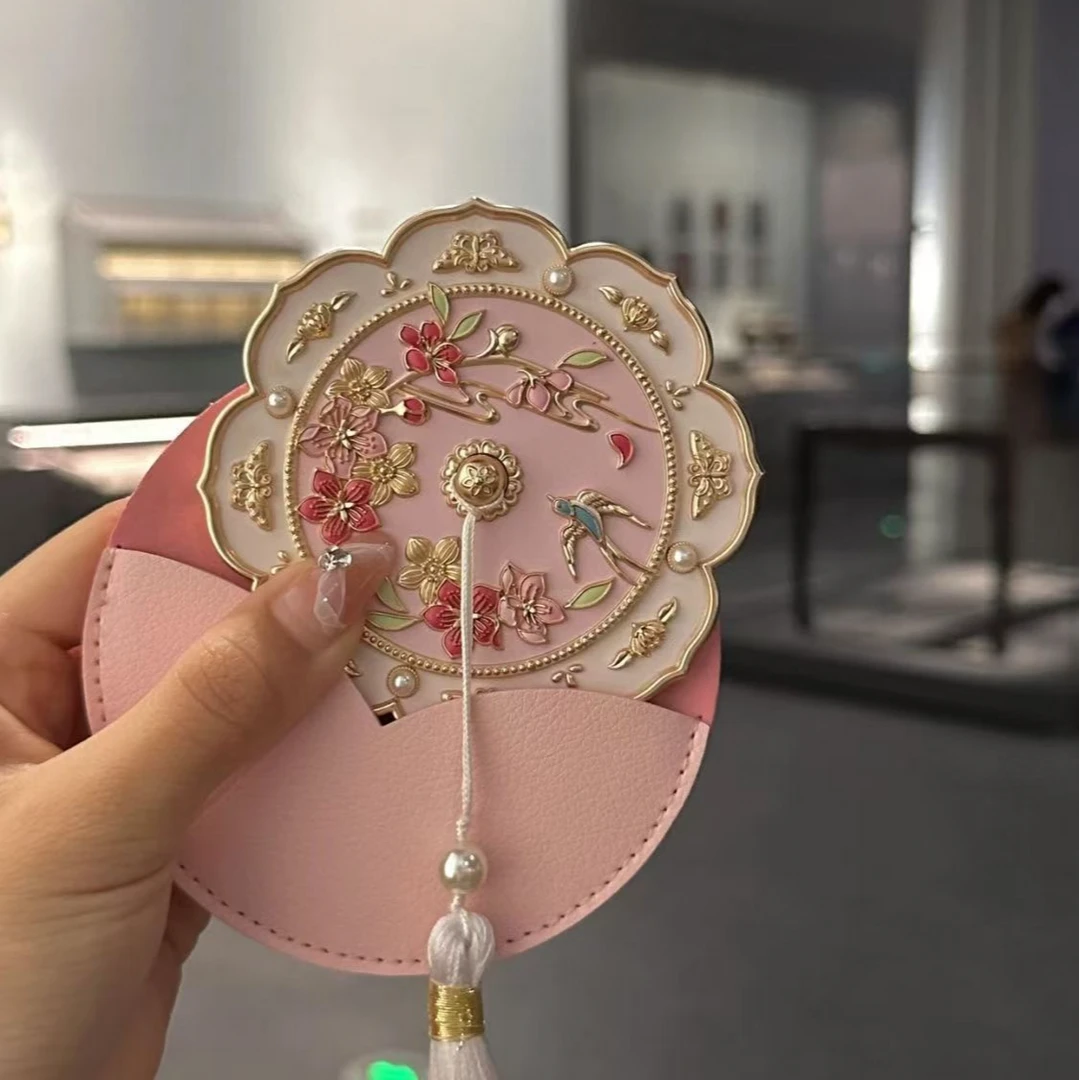 桃花镜花囊小镜随身镜手柄化妆镜故宫文创教师节礼物