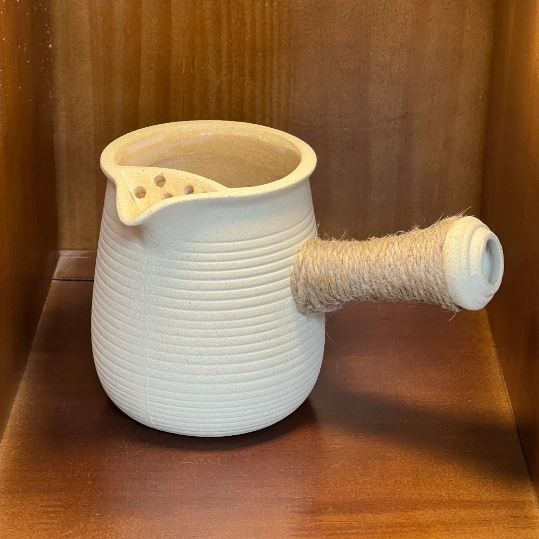 粗陶侧把壶家用高档复古手工缠麻绳防烫设计大容量带过滤茶具0986