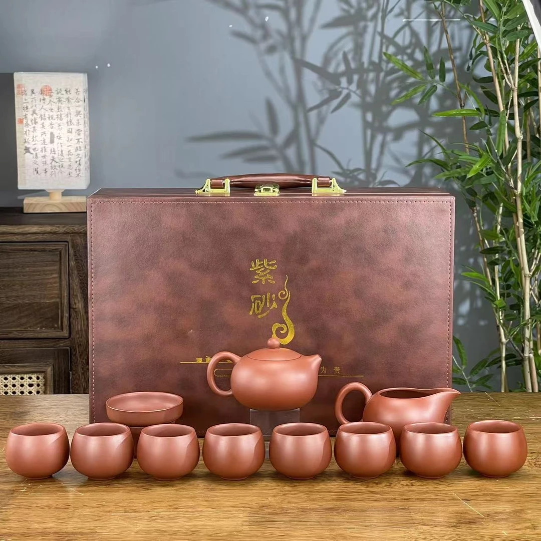 紫砂茶具套装整套功夫茶具朱泥大红袍紫砂壶泡茶壶西施壶送礼0752