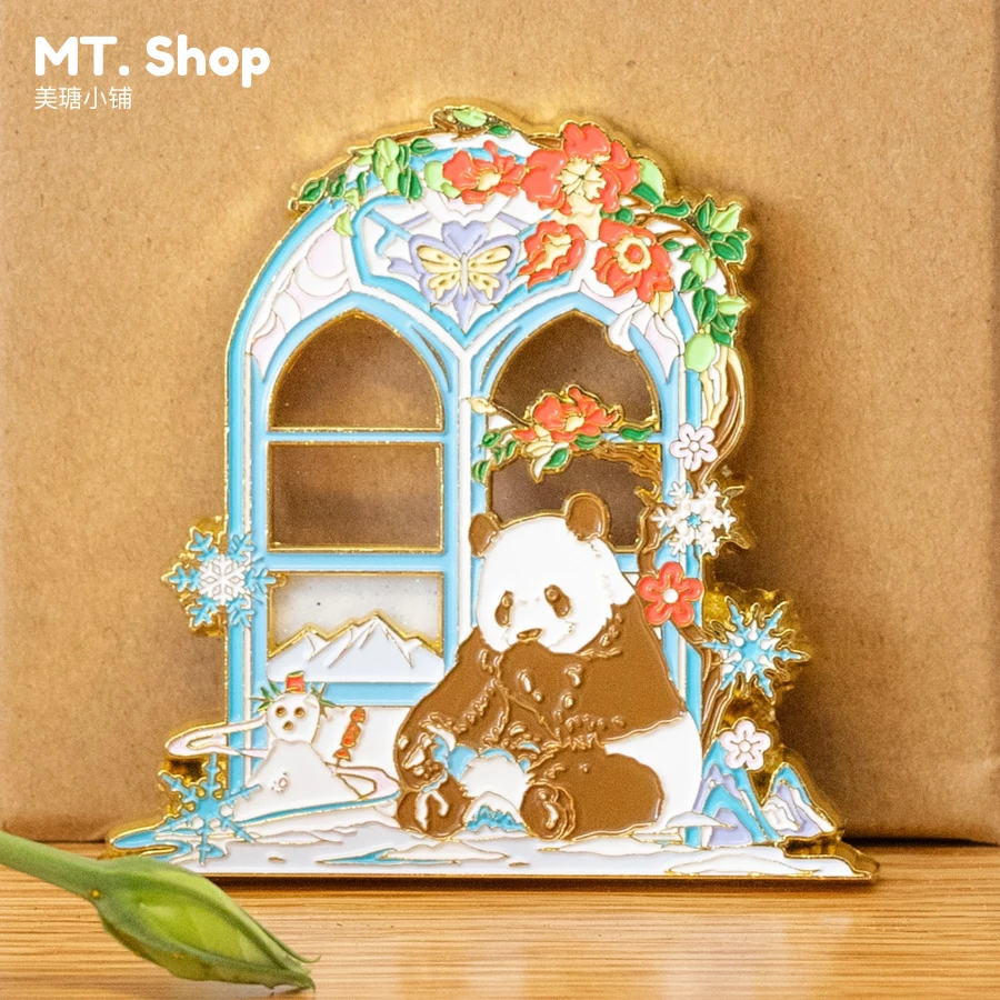 野蔷薇好物.熊猫四季流沙冰箱贴（赠送4款套色印章）