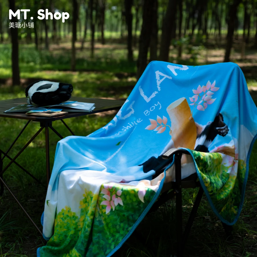 美瑭小铺原创萌兰大么么手绘沙滩巾附赠明信片