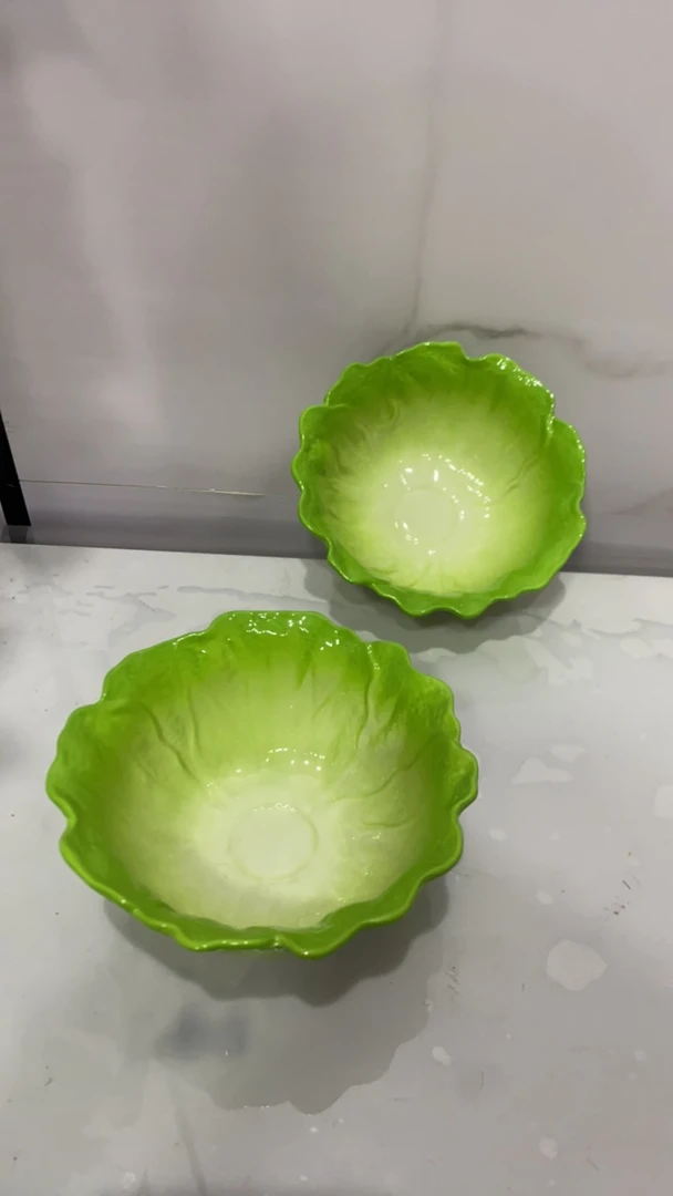 陶瓷创意白菜碗一组清新绿色米饭碗沙拉 碗口径12高5
