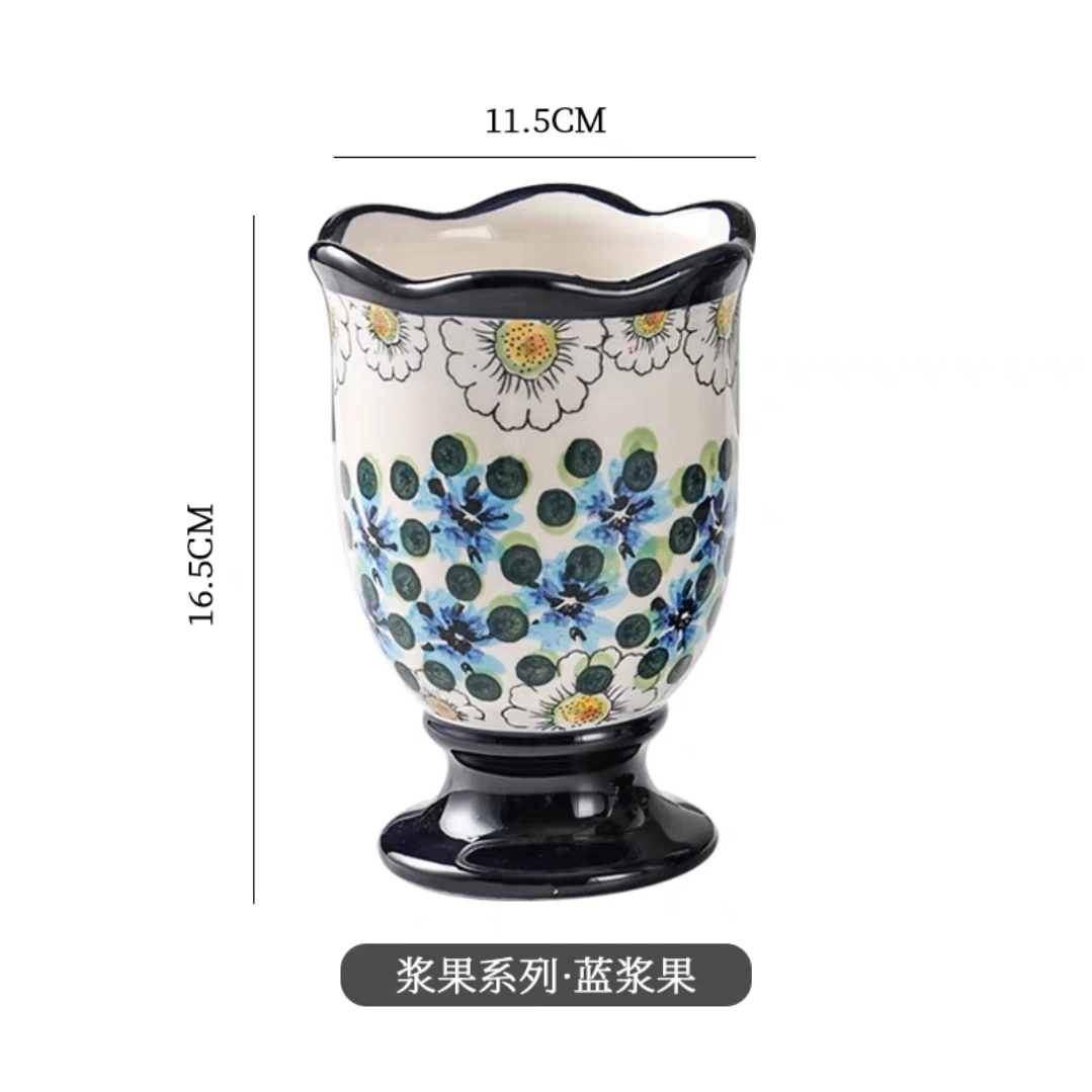 波兰风陶瓷蓝浆果筷子筒厨房置物架新款高颜值口径11.5cm高16.5cm