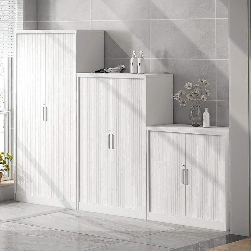 家用省空间推拉卷帘门储物柜阳台大容量杂物收纳柜防潮钢制置物柜