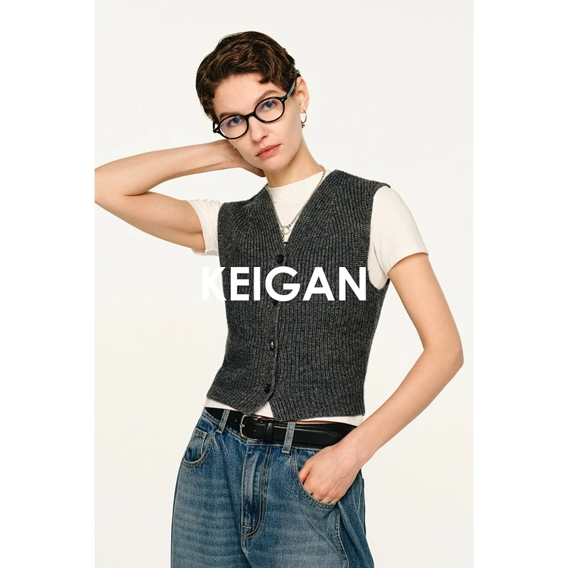 开间/叠穿神器 高支美利奴羊毛羊绒软糯佰搭極简苣显瘦针织小马甲