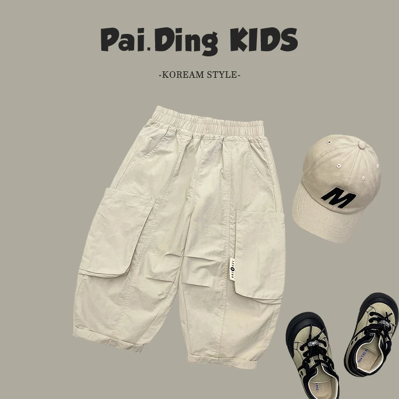 qc【派町现货】儿韩流个性简约休闲宽松舒适百搭三色裤子SJ2672