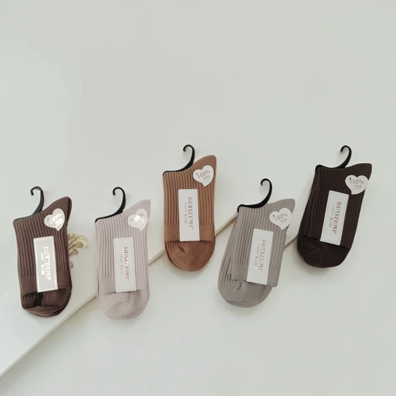 秋冬加厚中筒袜女棉质简约保暖舒适不勒中长袜