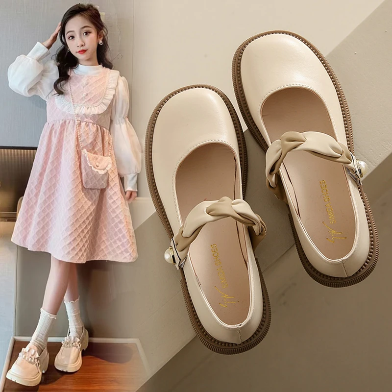 女童小皮鞋中大童公主鞋子2025春季新款英伦风初中生女孩软底单鞋