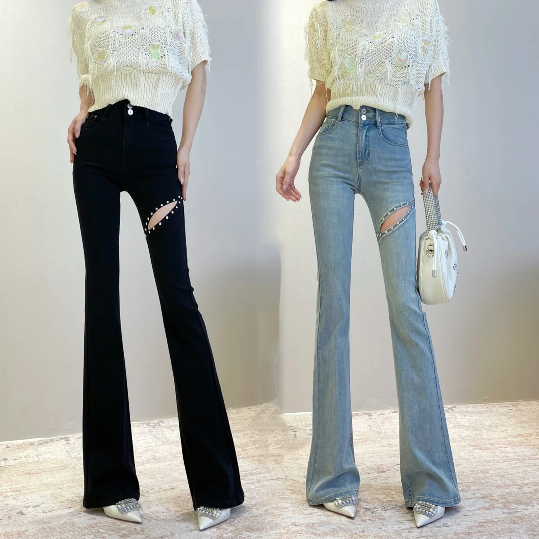 微喇叭牛仔裤女裤爆款2025春秋新款正品高腰修身显瘦百搭微喇叭裤