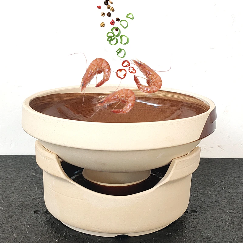 酒精炉小火锅耐高温锂瓷土钵子干锅锅仔陶瓷土钵碗商用固体小火锅
