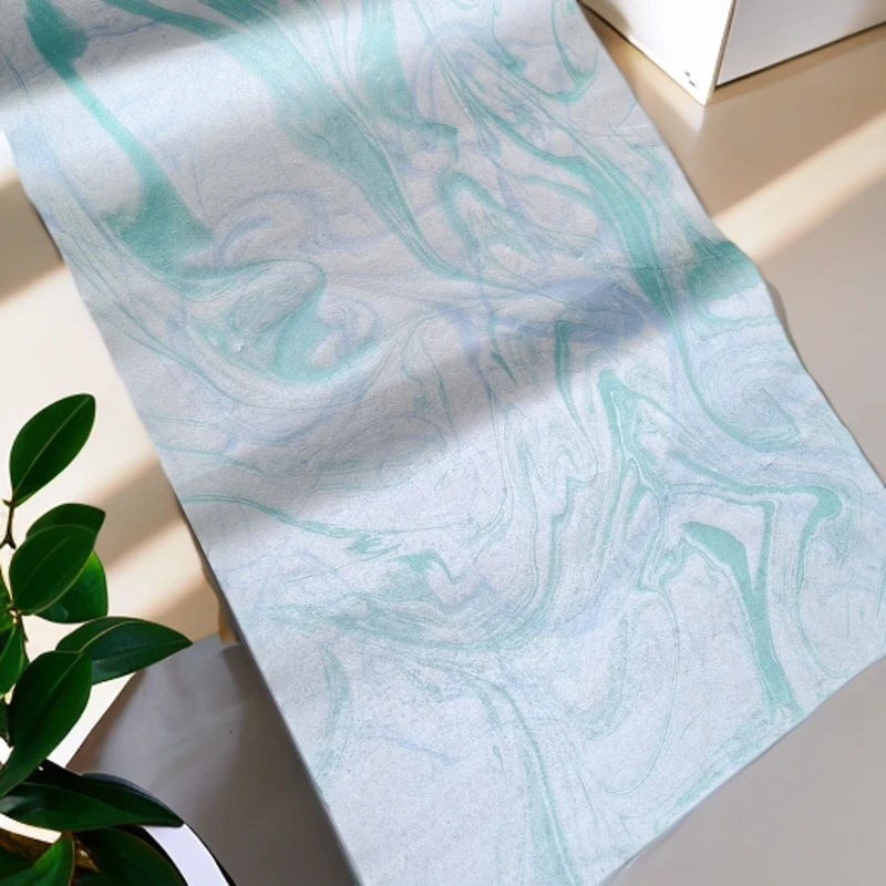 珍品熟宣泥银绢套色墨流