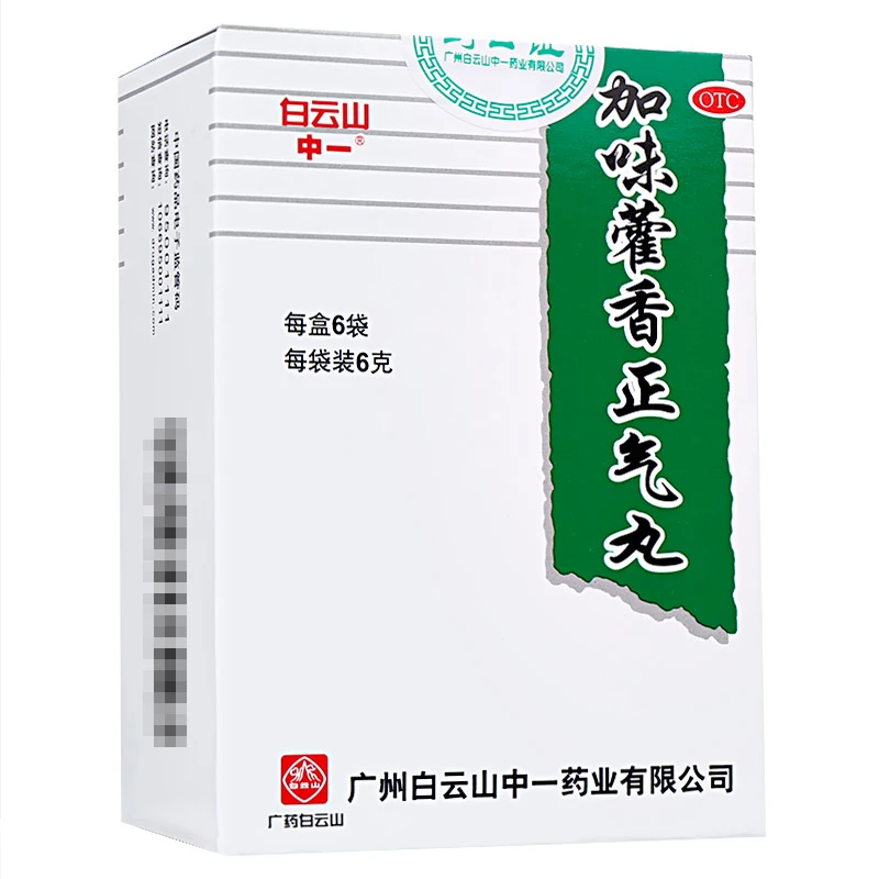 白云山中一牌加味藿香正气丸6g*6袋解表化湿理气和中用于外感风寒内伤湿滞头痛昏重胸膈痞闷脘腹胀痛呕吐泄泻