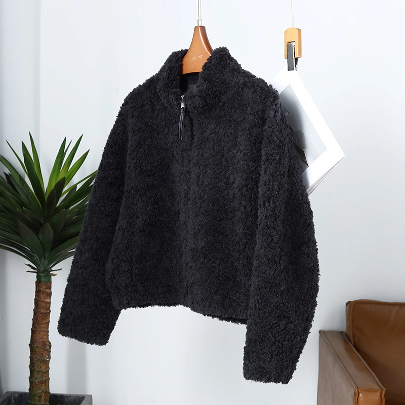 【古琦推荐】小个子100全羊毛摇粒绒外套冬季新款韩版皮毛一体9223