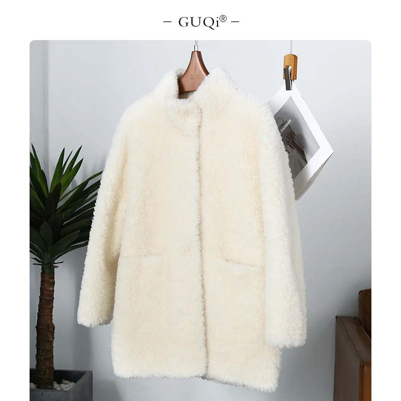 【古琦推荐】100羊毛皮毛一体中长款外套加厚保暖防风2024冬季6698