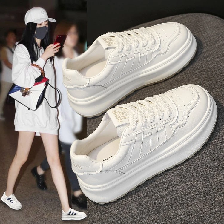 2024秋季新款厚底小白鞋系鞋带透气专用学生百搭春秋