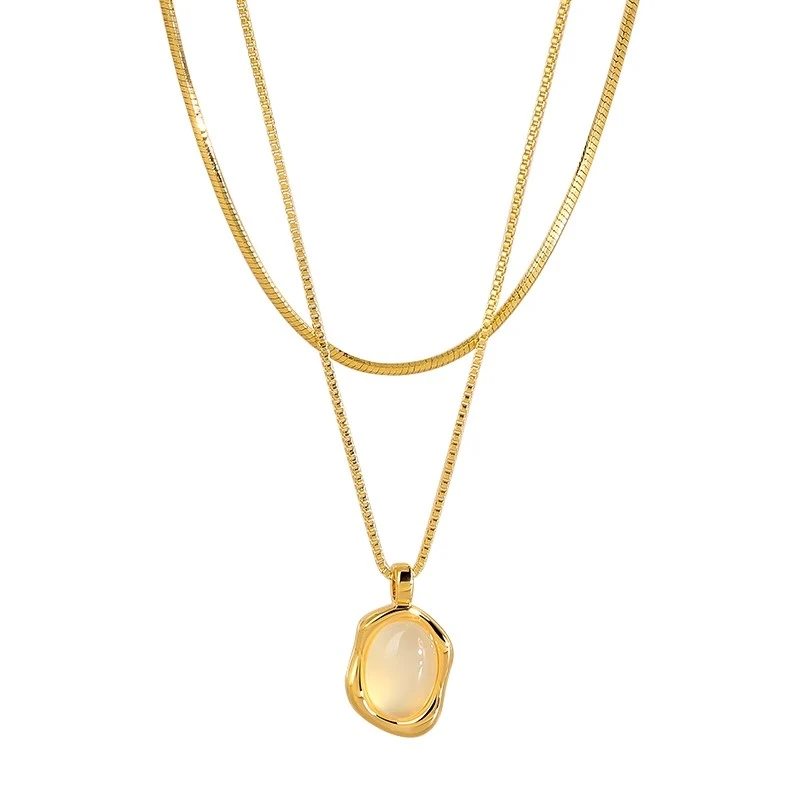 铜合金项链 双层项链小众设计感复古精致时尚通勤双层叠戴蛇骨链