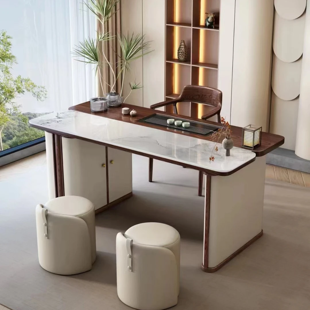 轻奢岩板阳台小茶桌家用简约办公室茶桌椅泡茶桌客厅小户型泡茶桌