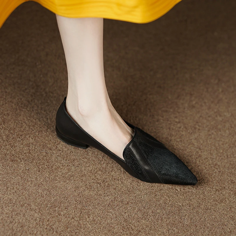 彩思图马皮/2cm 新款浅口软底低跟时尚百搭复古女平底鞋D991