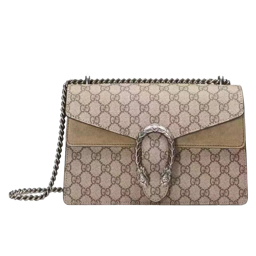 99新 GUCCI/古驰 经典翻盖酒神包女士酒神中号驼色单肩包/D店