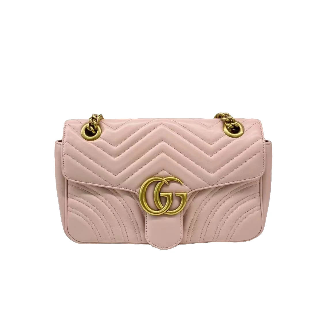 99新 GUCCI/古驰 经典马蒙粉中号/女士单肩包/D店