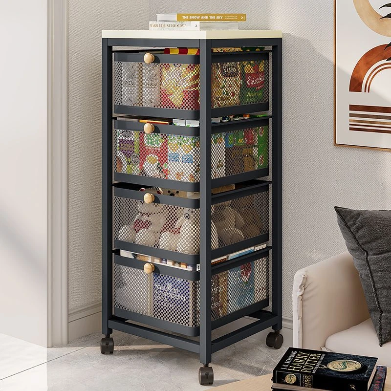 小推车置物架家用零食落地多层客厅收纳书架移动厨房果蔬菜篮架子