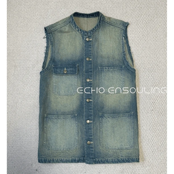 E13112｜四口袋工装极简牛仔马甲｜点物赋灵