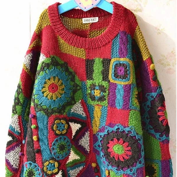 猫柠Vintage复古孤品古着男女秋冬毛衣【微瑕不喜慎入】碎花针织