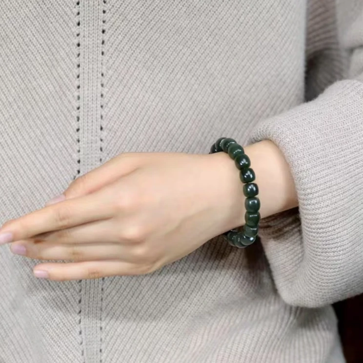 7级灯牌礼品非卖品-和田玉天然原矿精品手串手链10毫米手串带证书