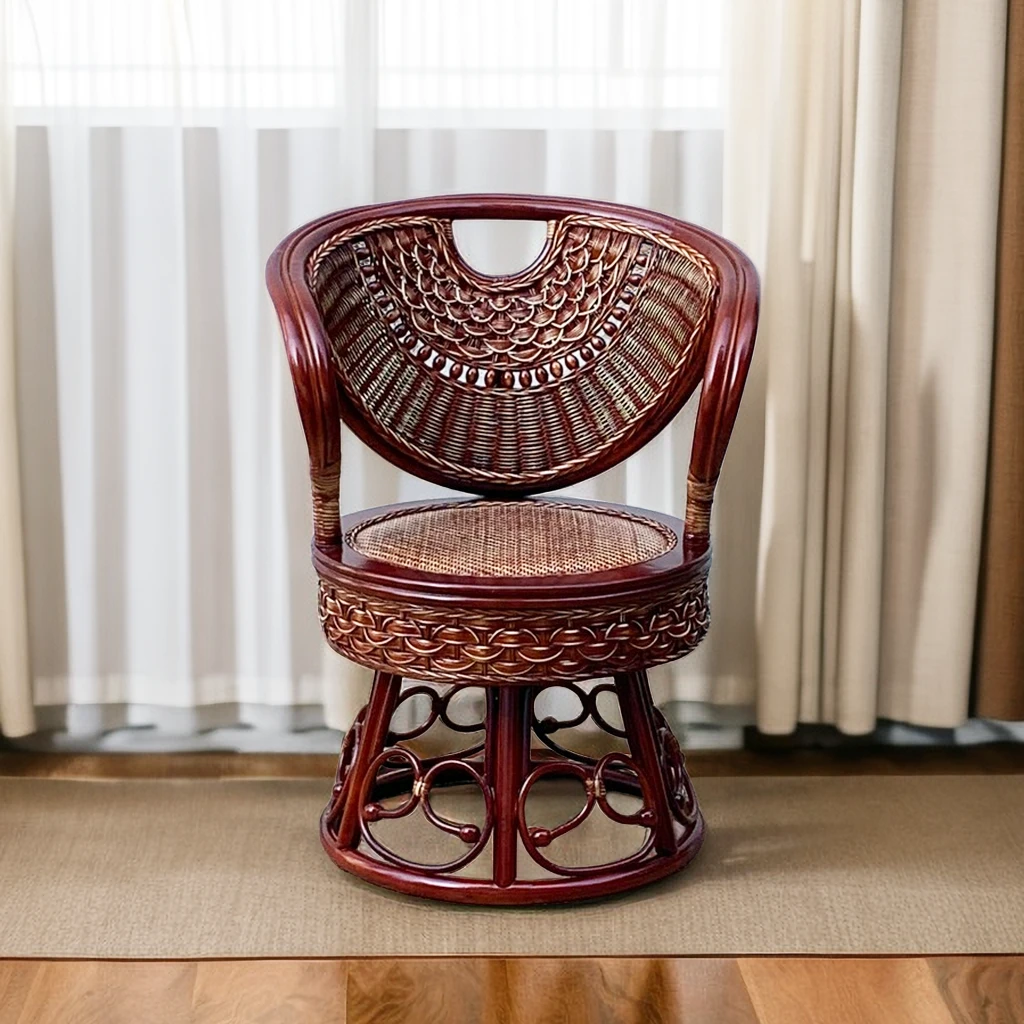 【真藤世家】公主转椅家用真藤藤编椅单人旋转椅阳台客厅茶桌椅