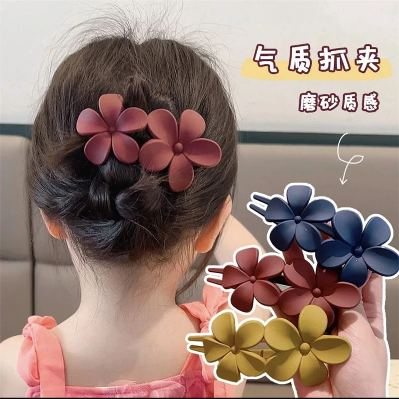 儿童花朵抓夹简约女童后脑勺发夹气质百搭不伤发发卡小女孩发饰