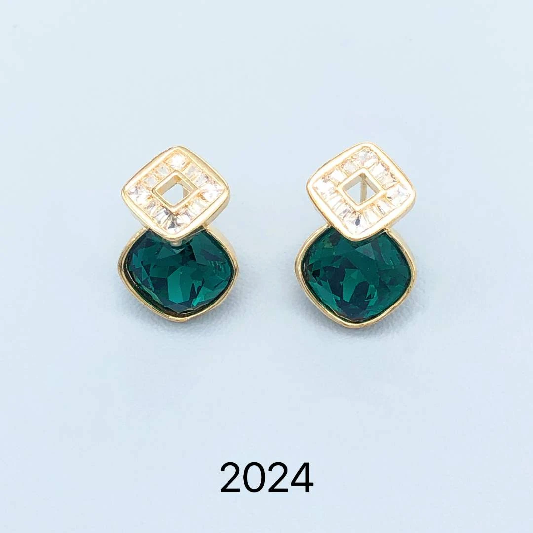 铜合金合成锆石耳饰 耳饰 2024#气质时尚百搭小众甜美简约优雅