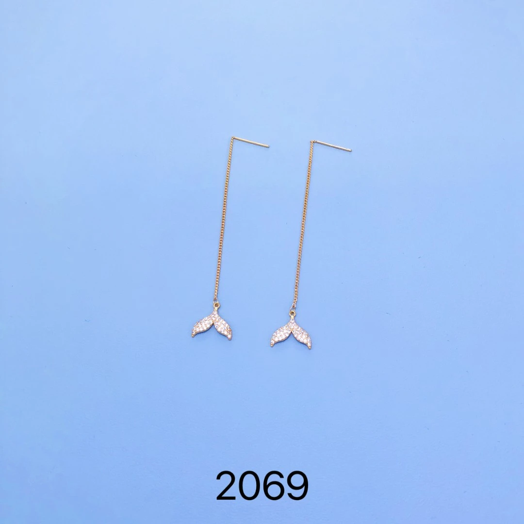 铜合金合成锆石耳饰  2069#气质时尚百搭个性简约优雅精致耳饰