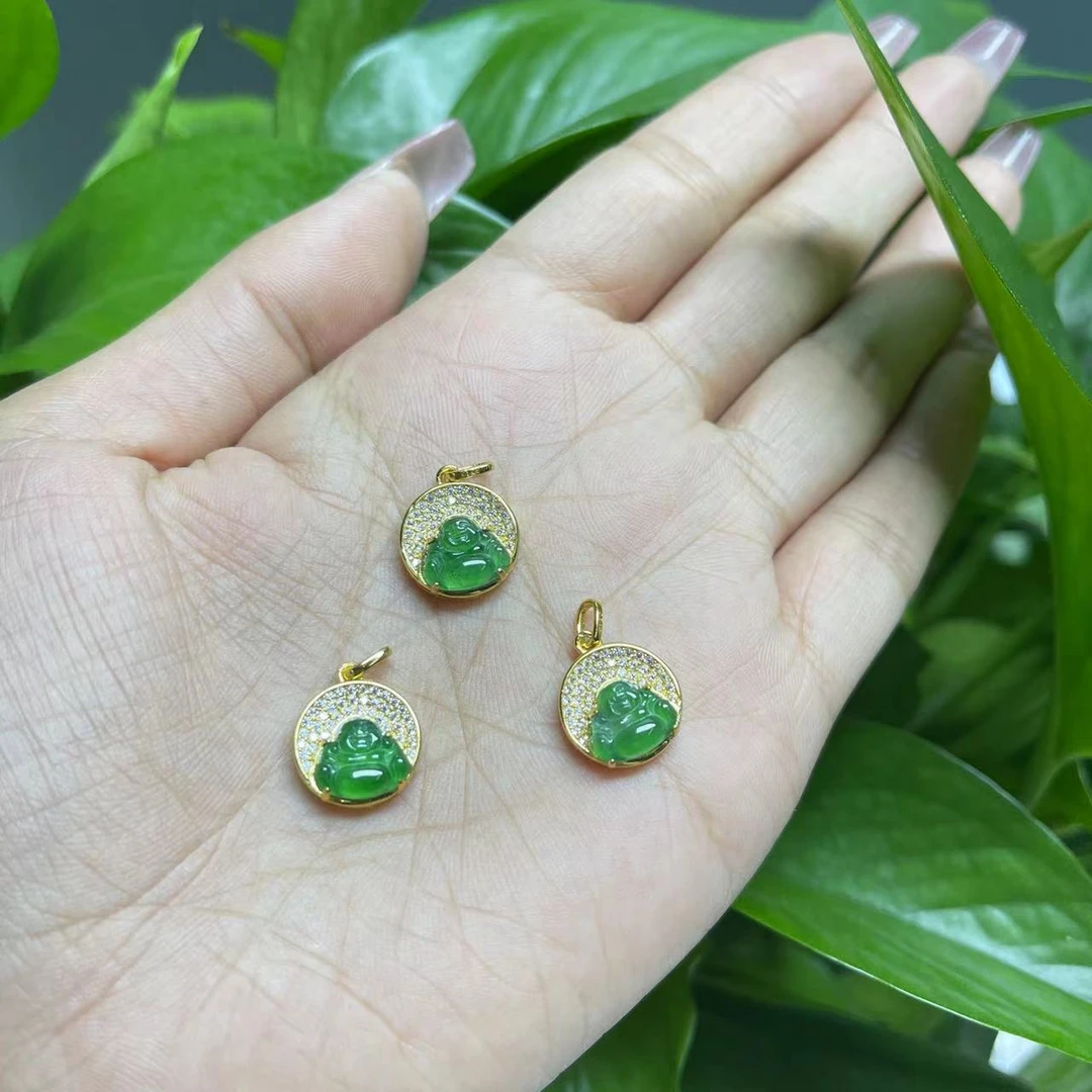 2404130512 ZS 翡翠s925绿佛吊坠 518005 （多样性发其一）