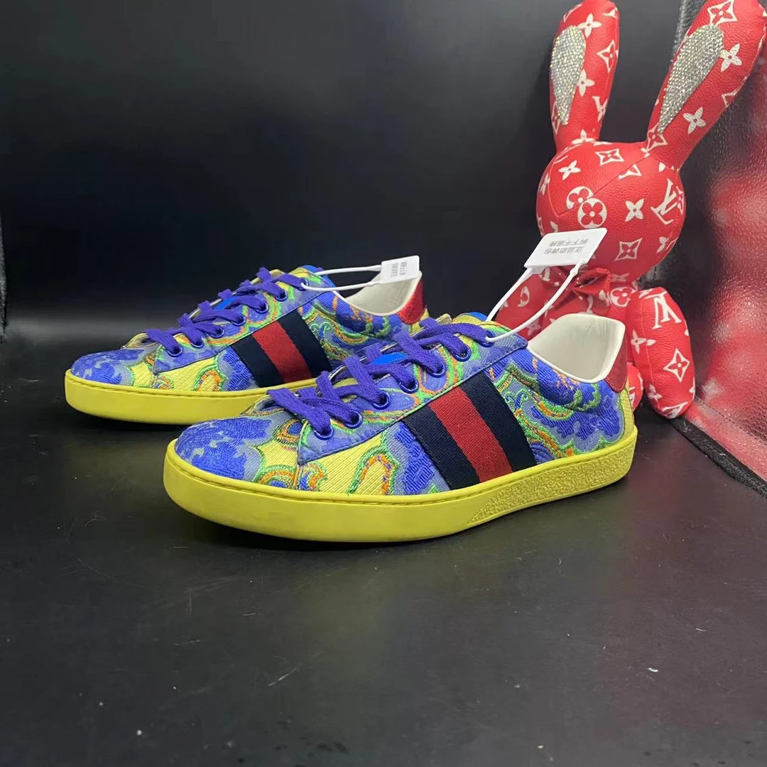 【聚星福利】古驰/Gucci95新男休闲时尚百搭蓝黄拼接板鞋39欧码