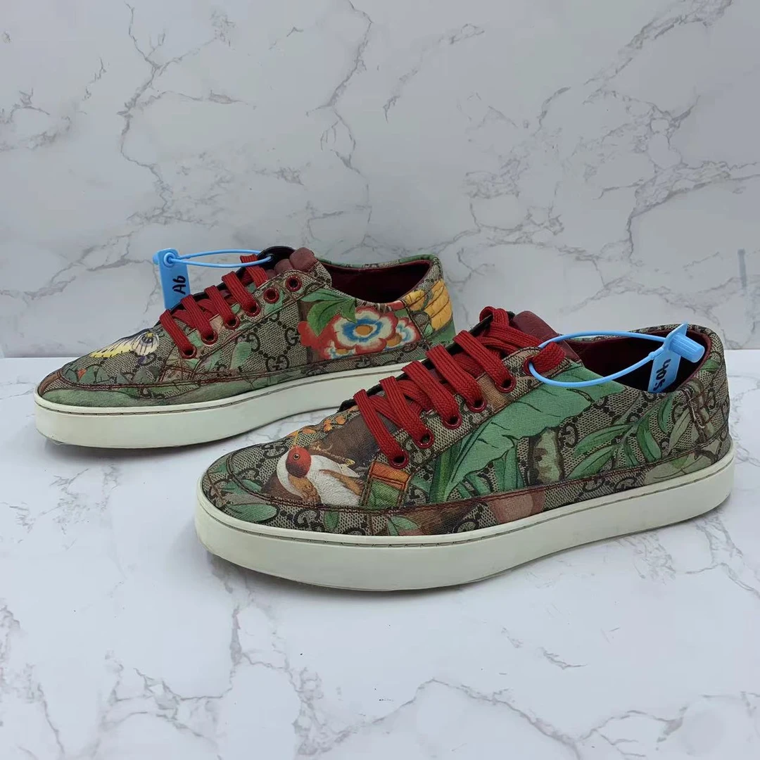 [聚星折扣]GUCCI/古驰/95新百鸟朝凤时尚休闲男士低帮板鞋41欧码