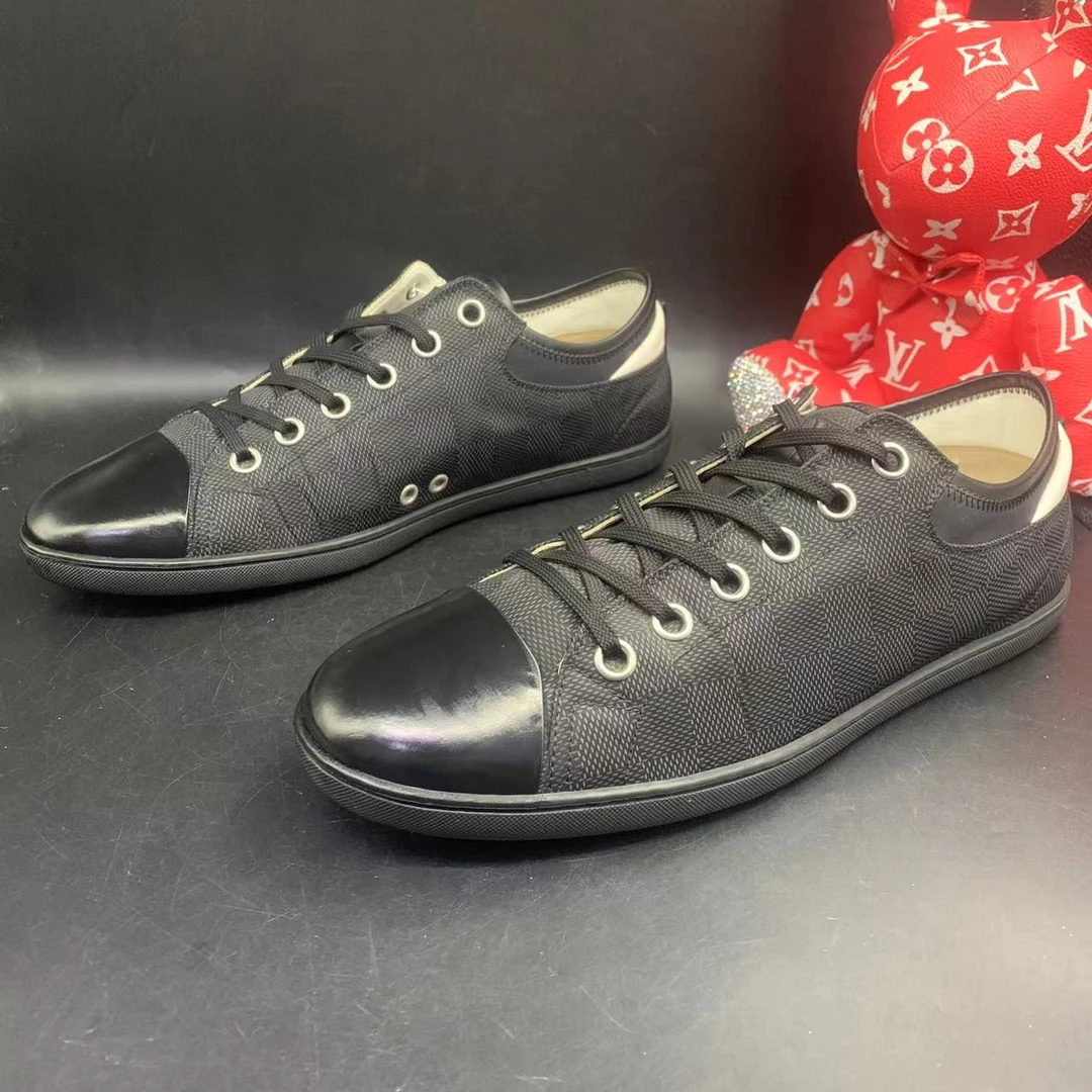【聚星福利】LouisVuitton/路易威登男黑色帆布棋盘格板鞋41.5欧码