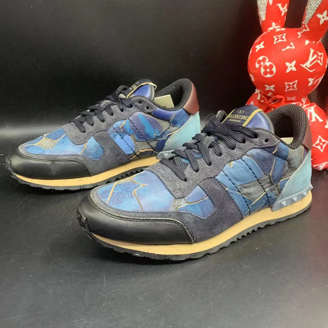 【聚星福利】华伦天奴/Valentine男士蓝色拼接运动鞋41欧码
