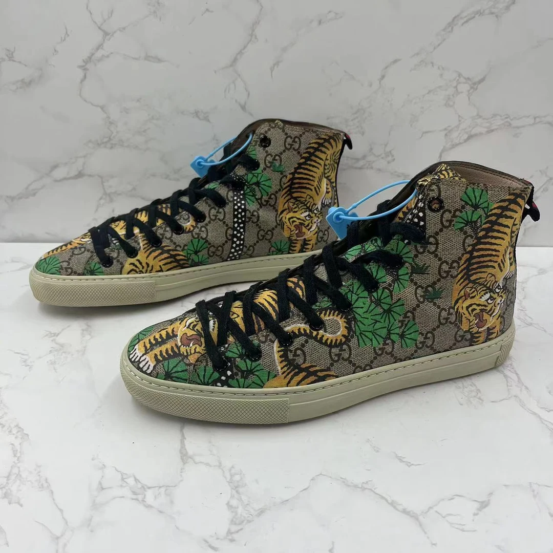 [聚星折扣]GUCCI/古驰/95新/孟加拉老虎时尚男士高帮鞋41.5欧码