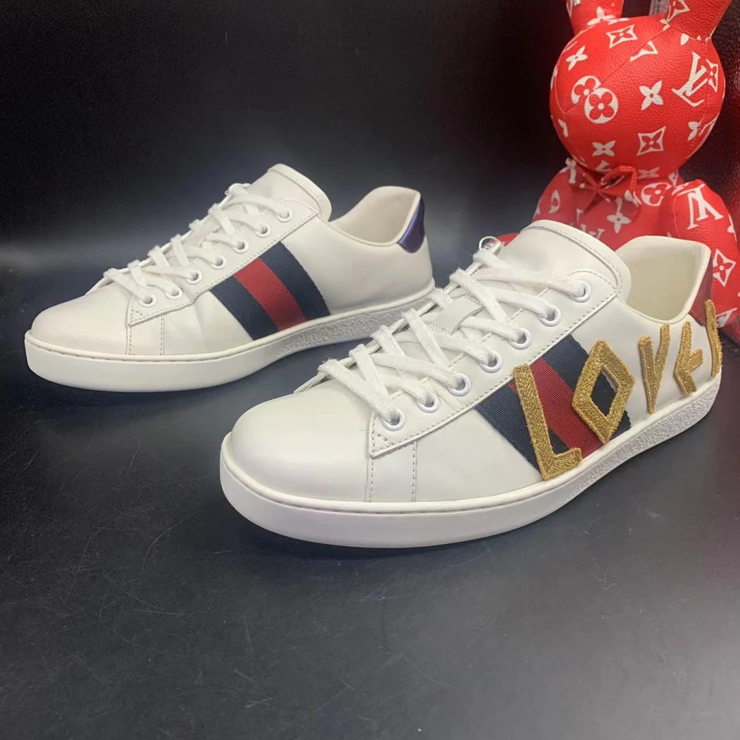 【聚星福利】GUCCI/古驰95新男士休闲舒适百搭白色loved板鞋
