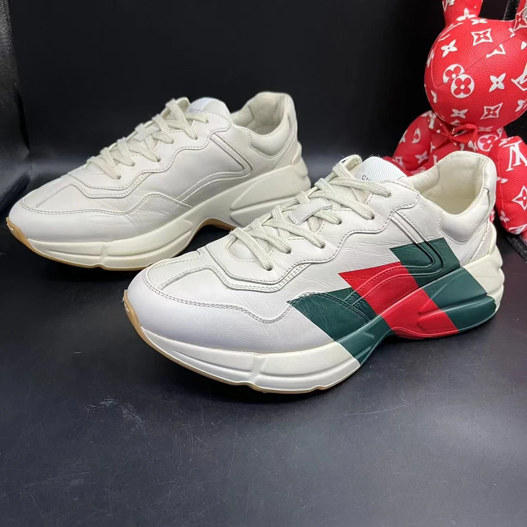 【聚星折扣】GUCCI/古驰95新男士舒适白色三彩老爹鞋41欧码ddm984