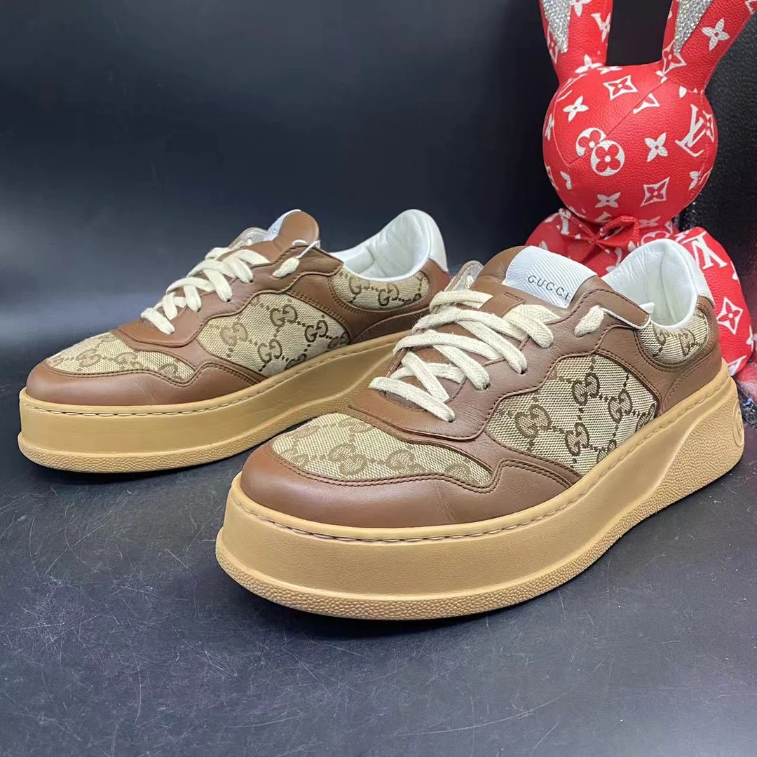 【聚星折扣】GUCCI/古驰95新男休闲舒适百搭棕色饼干鞋多码数ddm